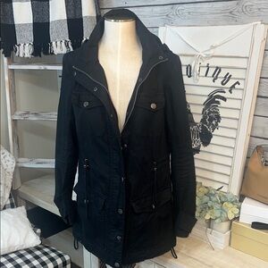 New York & Co Elegant Black Utility Rain Lightweight Jacket for Women